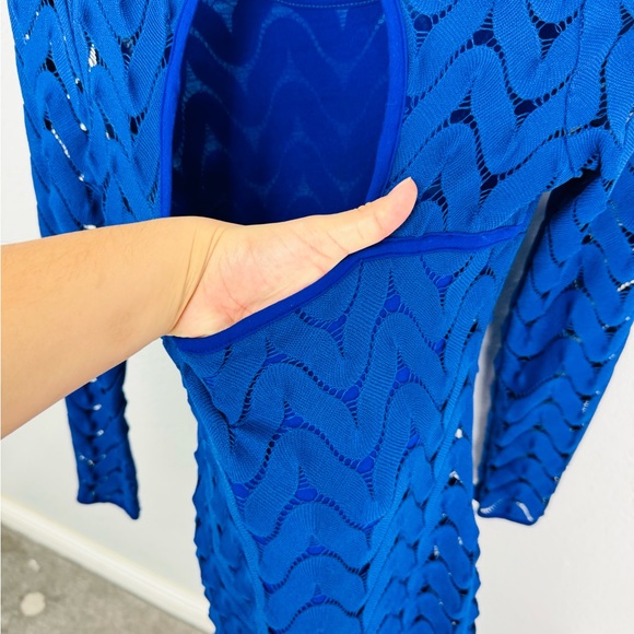 Free People Wild Thing Open Lace Zig Zag  Chevron Long Sleeve Dress -XS - Picture 7 of 7